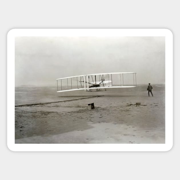 The Wright brothers' first powered flight (C015/1836) Sticker by SciencePhoto